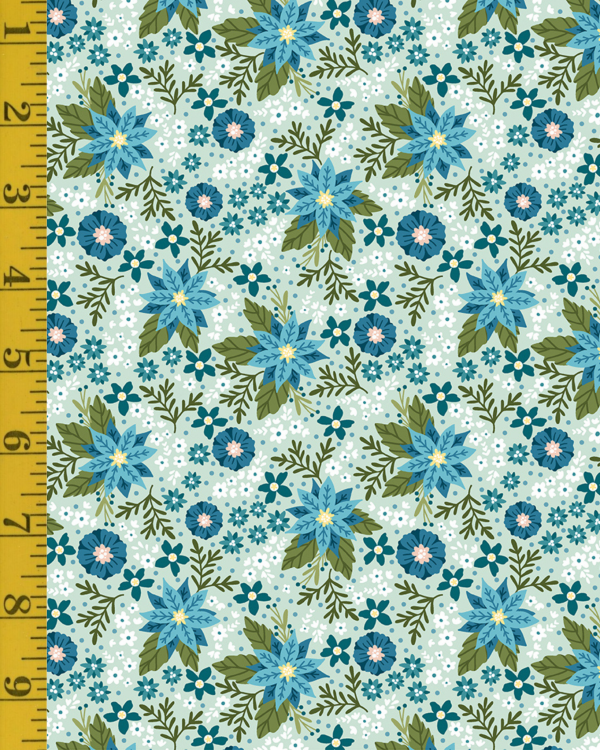 Benartex Snow Fall: Frost Flowers - Aqua #26-4892