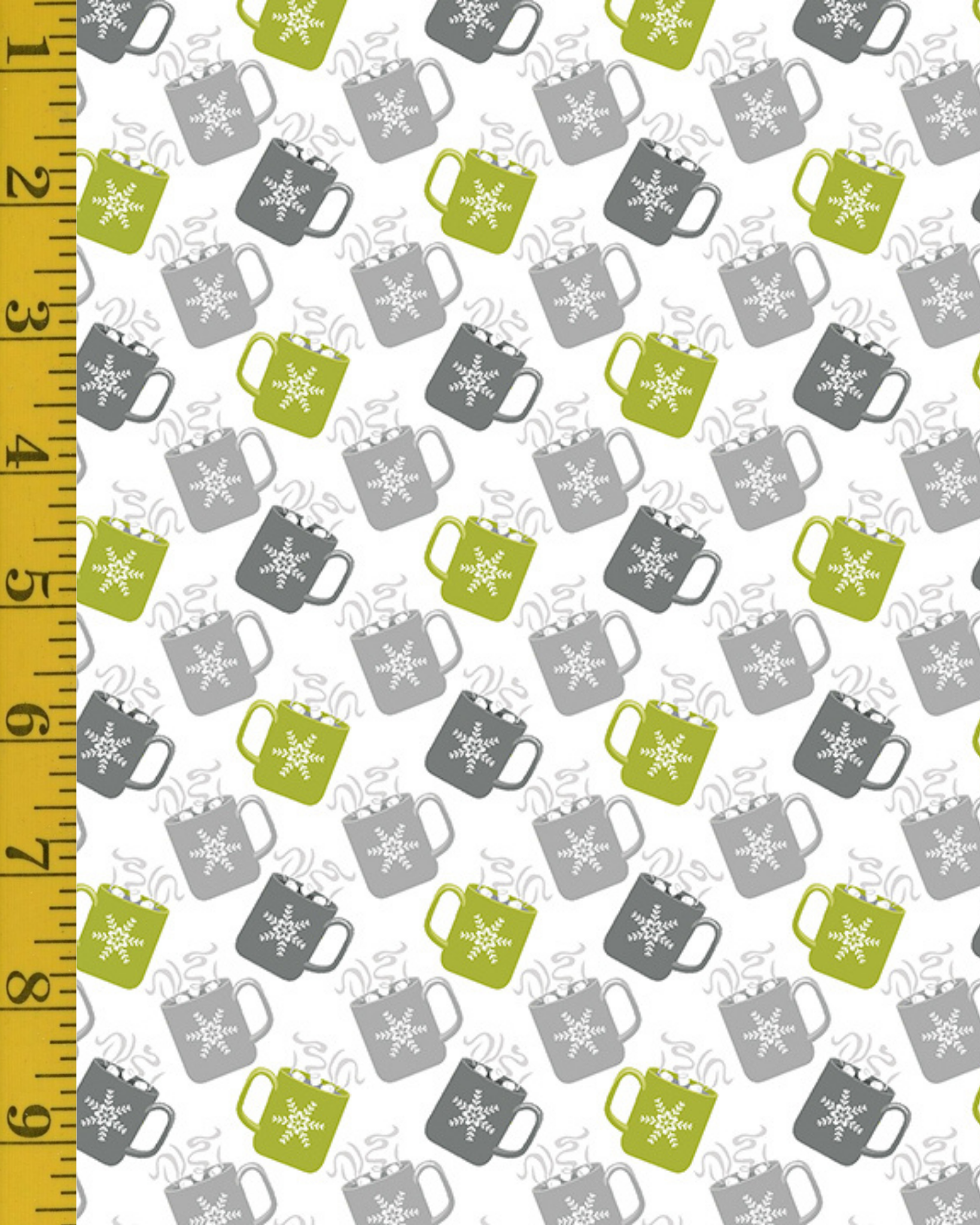 Benartex Nordic Cabin: Nordic Mugs - Lime/Gray #26-4895