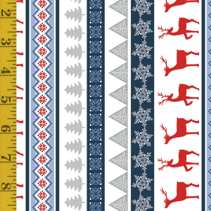 Benartex Nordic Cabin: Nordic Cabin Deer Stripe - Blue #26-4898