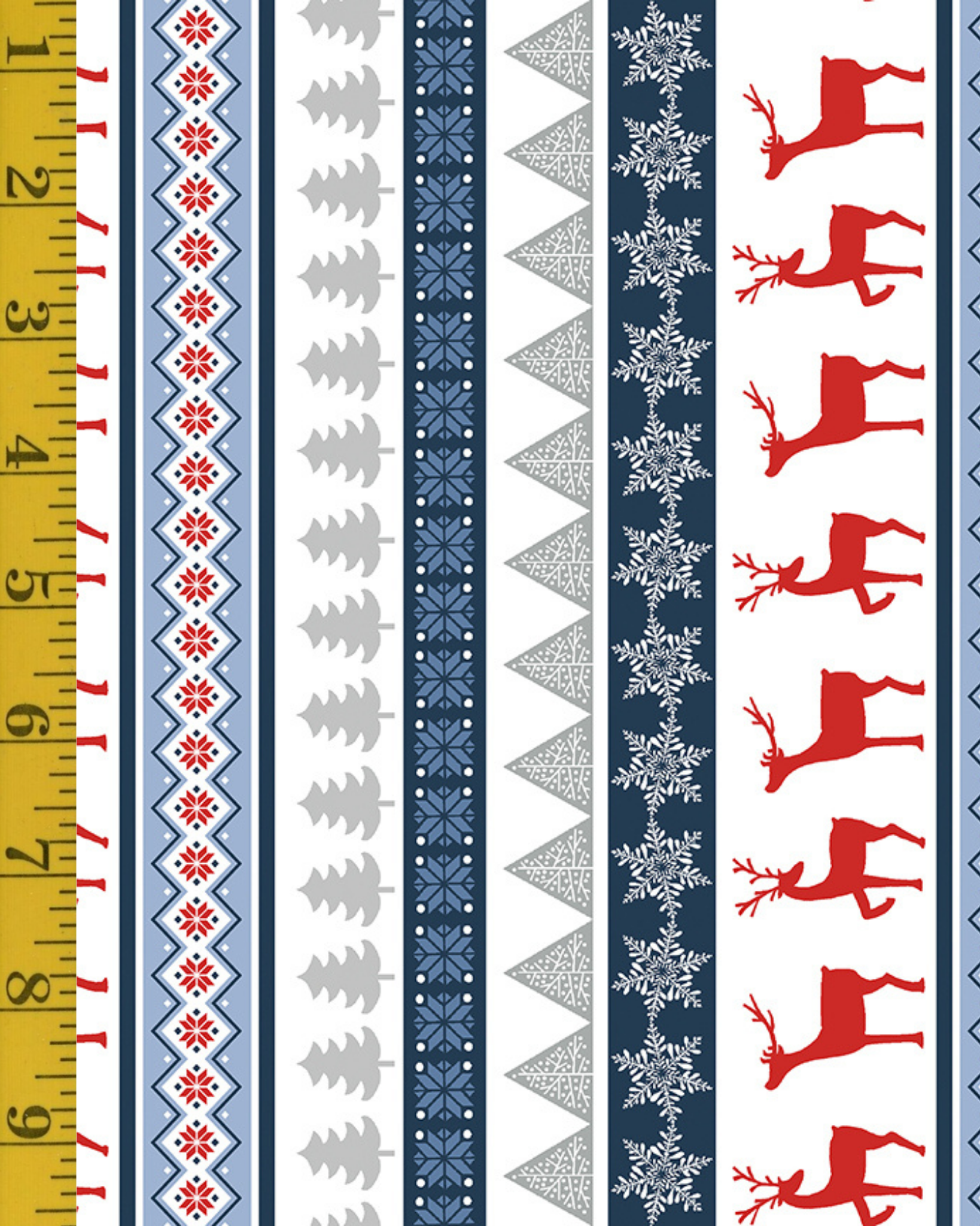 Benartex Nordic Cabin: Nordic Cabin Deer Stripe - Blue #26-4898