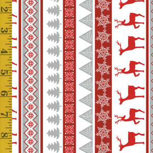 Benartex Nordic Cabin: Nordic Cabin Deer Stripe - Red #26-4899