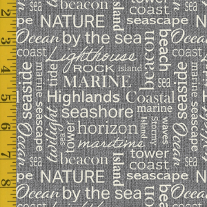 Benartex Burlap Coastal: Burlap Coastal Words - Gray #26-4930