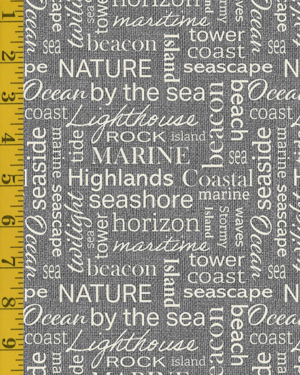 Benartex Burlap Coastal: Burlap Coastal Words - Gray #26-4930