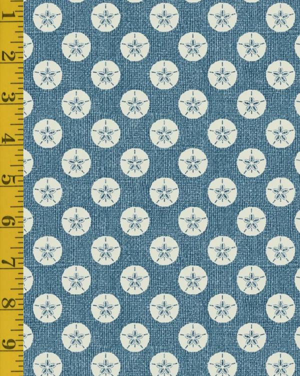 Benartex Burlap Coastal: Sand Dollars - Marine Blue #26-4933