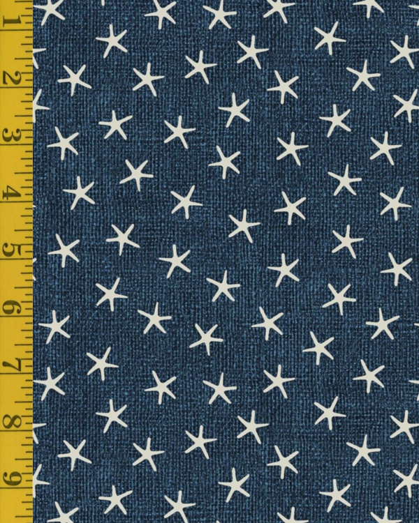 Benartex Burlap Coastal: Burlap Starfish - Navy #26-4934