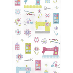Benartex Stitch Garden: Stitch Garden Panel - White/Multi #26-4955