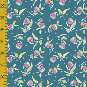 Benartex Stitch Garden: Pod Flowers - Dark Teal #26-4960